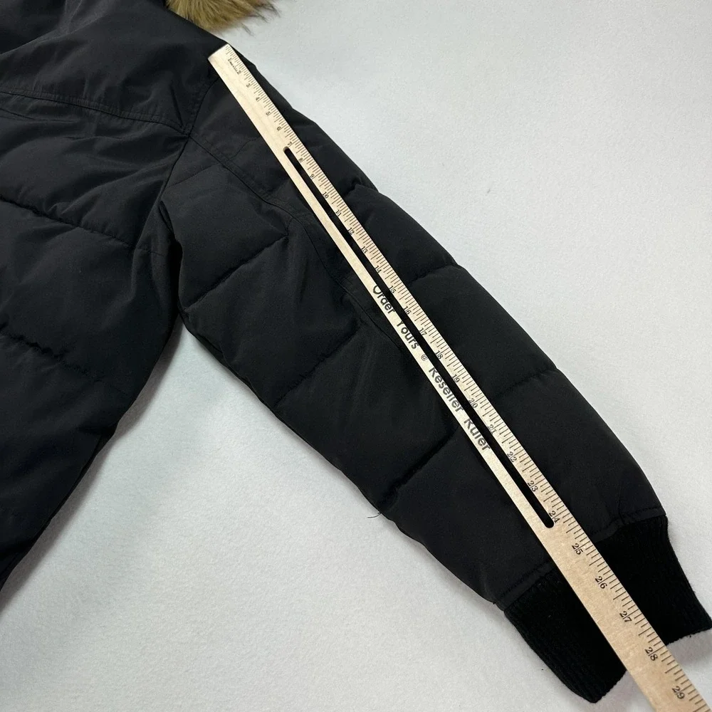 Levi's Jacket Mens 2XL Black Puffer Faux Fur Hood Button Front Winter Warm Prep